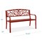 Best Choice Products Outdoor Steel Bench Garden Patio Porch Furniture w/ Floral Design Backrest